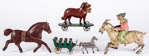 Painted tin toy group