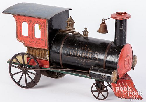 Fallows America painted tin clockwork locomotive