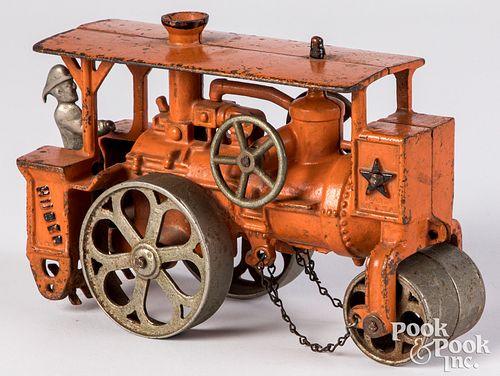 Hubley painted cast iron Huber steam roller