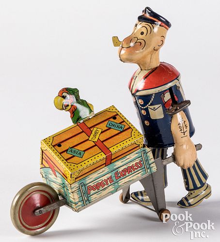 Marx lithographed tin wind-up Popeye Express
