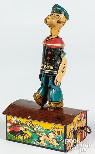 Marx lithographed tin wind up Popeye on roof