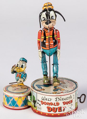 Marx lithographed tin wind up Donald Duck Duet