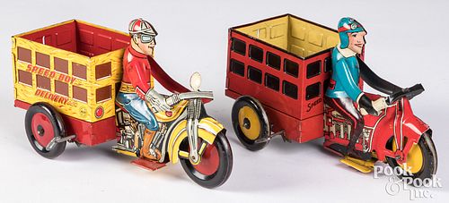 Two Marx lithographed tin wind-up cycles