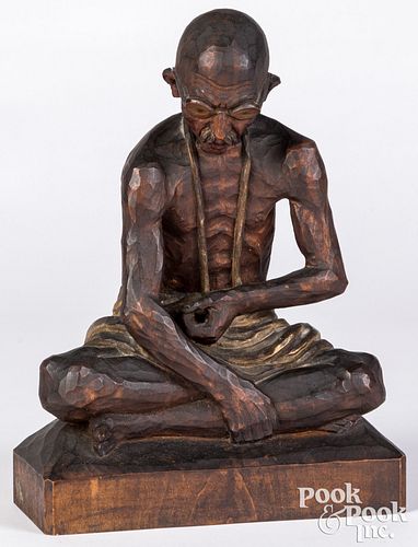 Gandhi carved wood whistler