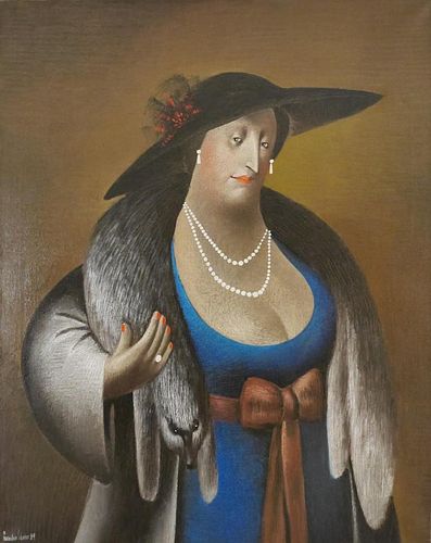 Leandro Velasco Oil, Potrait of a Very Elegant Lady