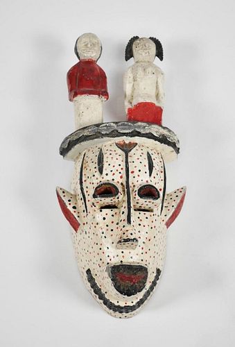 African Carved and Painted Igbo Ceremonial Mask, Nigeria