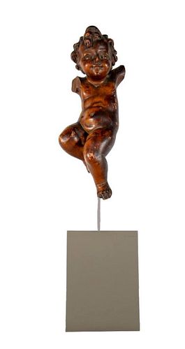 Italian Carved Pine Figure of a Cherub, 18th/19thc.