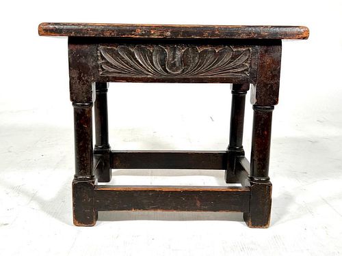 Carved Walnut Joint Stool, 19thc.