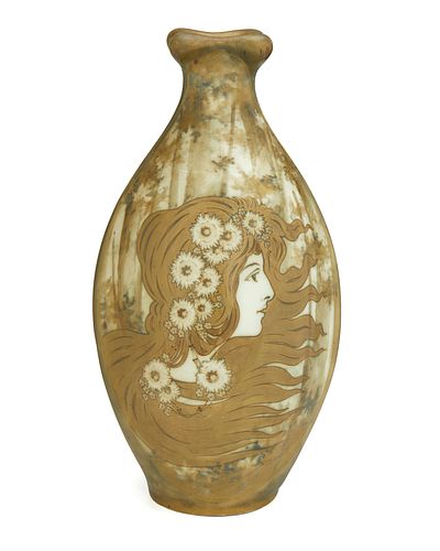 An Amphora art pottery portrait vase