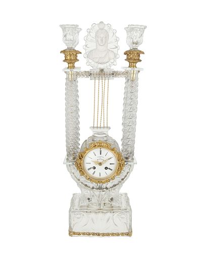 A Baccarat crystal mantel clock