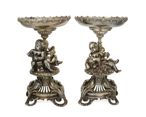 A pair of Continental silver-plated tazzas