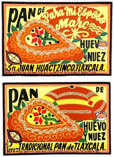 2 Mexican Pan De Huevos Y Nuez Advertising Signs
