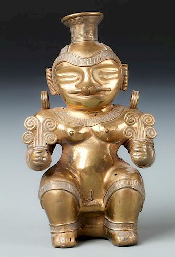Tairona Gold Alloy Female Statue (1000-1500 CE)