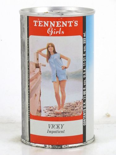 1969 Tennent's Lager Beer "Vicky Impatient" 33.3 cL Tab Top Can Glasgow, Scotland