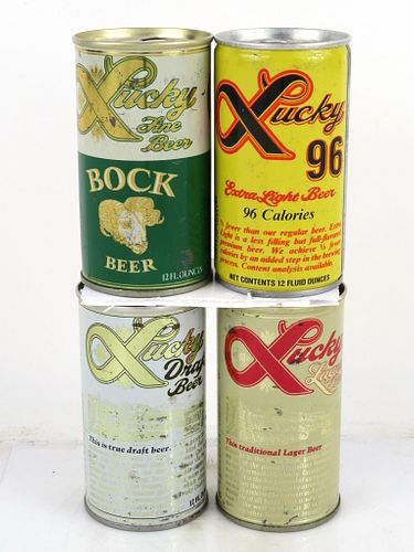 1973 Lot of 4 Lucky Lager Beer Cans 12oz Los Angeles, California