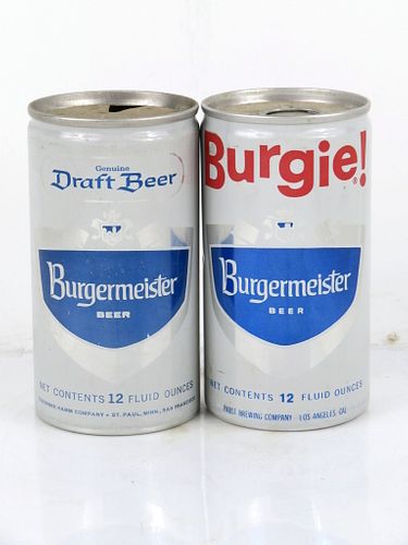 1974 Lot of 2 Burgermeister Beer Cans 12oz Can San Francisco, California