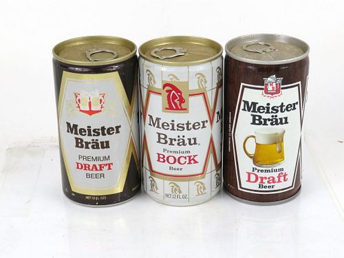 1975 Lot of 3 Meister Brau Beer Cans 12oz Chicago, Illinois