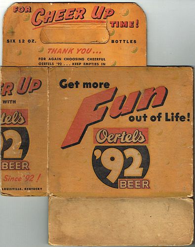 1948 Oertel's 92 Beer Six Pack Bottle Carrier Six-pack Holder Louisville, Kentucky