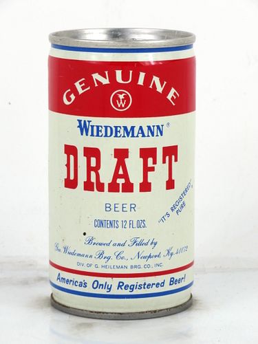 1975 Wiedemann Genuine Draft Beer 12oz Tab Top Can T135-02.2a Newport, Kentucky