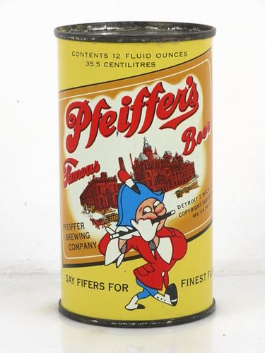 1953 Pfeiffer's Famous Beer 12oz Flat Top Can 114-01.2 Detroit, Michigan