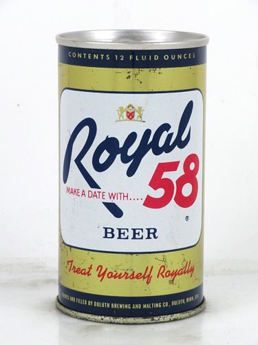 1964 Royal 58 Beer 12oz Tab Top Can T116-24z Duluth, Minnesota