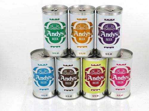1975 Set of 7 Andy's Beer Cans 12oz New Ulm, Minnesota