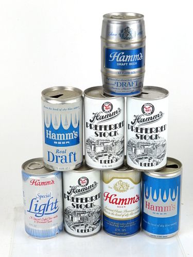 1975 Lot of 8 Hamm's Beer Cans 12oz Saint Paul, Minnesota