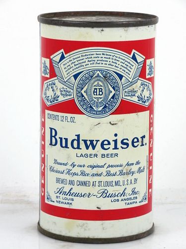 1961 Budweiser Lager Beer (FULL) 12oz Flat Top Can 44-19.1a Saint Louis, Missouri