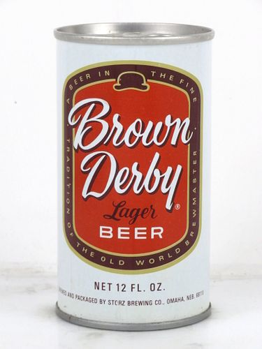 1970 Brown Derby Lager Beer 12oz Tab Top Can T46-28.1b Omaha, Nebraska
