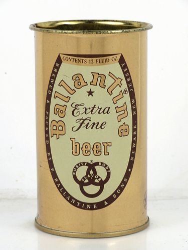1958 Ballantine Extra Fine Beer Cup 12oz Flat Top Can 33-39.2 Newark, New Jersey