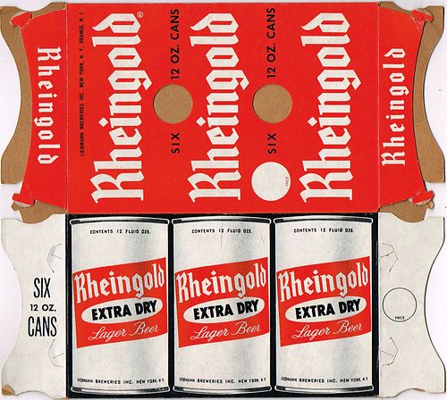 1960 Rheingold Extra Dry Beer 6 pack Six Pack Can Carrier Six-pack Holder 123-07 Orange, New Jersey