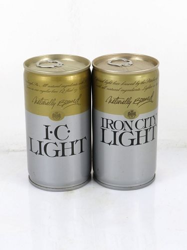 1977 Lot of 2 Iron City Light Beer Cans 12oz Pittsburgh, Pennsylvania