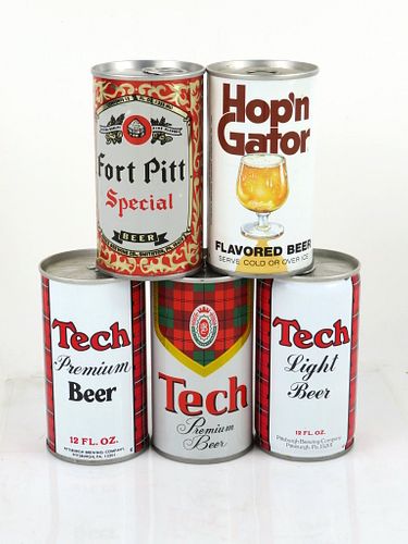 1975 Lot of 5 Tech Fort Pitt Hop'n Gator Beer 12oz Cans Pittsburgh, Pennsylvania