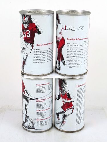 1976 Set of 4 Iron City Beer Sports 12oz Tab Top Can Pittsburgh, Pennsylvania