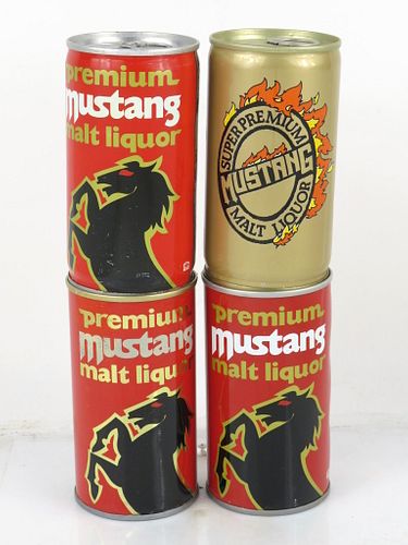 1975 Lot of 4 Mustang Malt Liquor 12oz Cans Pittsburgh, Pennsylvania