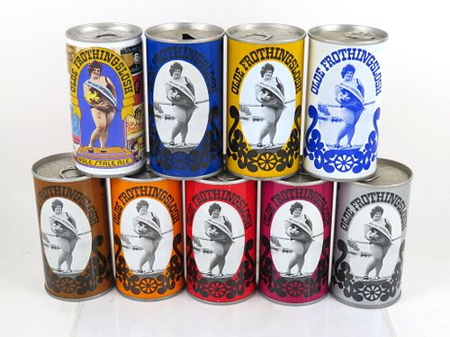 1977 Set of 9 Olde Frothingslosh Fat Beauty Contest 12oz Cans Pittsburgh, Pennsylvania