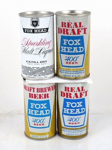 1975 Lot of 4 Fox Head Beer/Malt Liquor Beer 12oz Cans La Crosse, Wisconsin