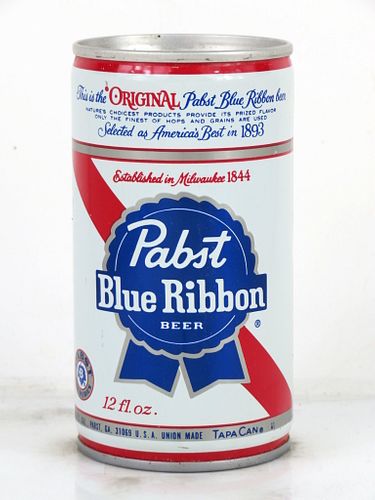 1976 Pabst Blue Ribbon Beer 12oz Tab Top Can T106-29 Milwaukee, Wisconsin