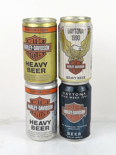 1989 Lot of 4 Harley Davidson Beer 12oz Cans Monroe, Wisconsin