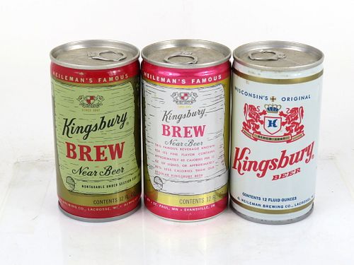 1975 Lot of 3 Kingsbury Brew Beer 12oz Cans Sheboygan, Wisconsin