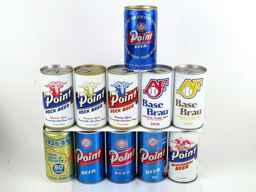1975 Lot of 11 Point Beer 12oz Cans Stevens Point, Wisconsin