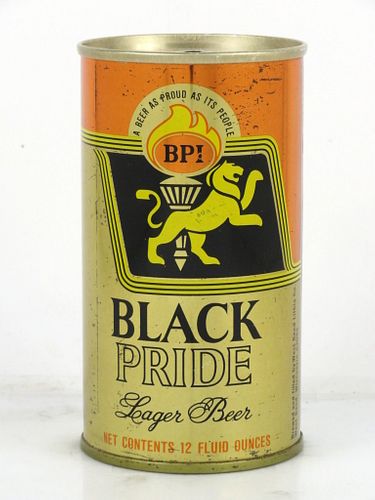 1969 Black Pride Lager Beer 12oz Tab Top Can T43-02 West Bend, Wisconsin