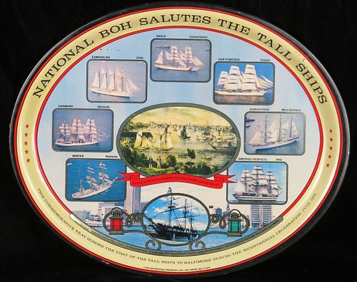 1976 National Boh Salutes The Tall Ships Serving Tray Baltimore, Maryland
