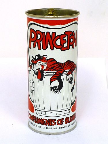 1975 Princeton Tigers 16oz Straight Steel Tab Top Can T220-10 Anheuser-Busch