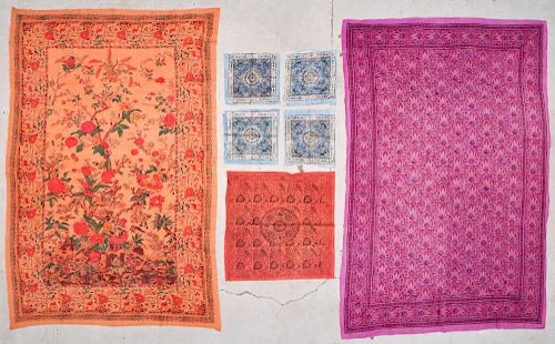 Lot of 7 Old Indian Block Print Textiles