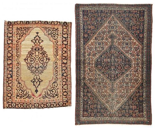 2 Small Antique Lavar and Senneh Rugs