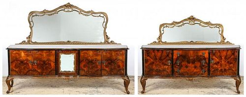 2 Matched Continental Mirror Back Sideboards