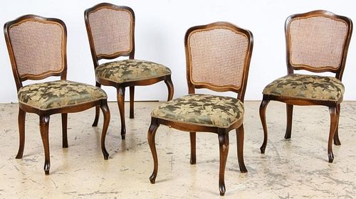 4 French Louis XV Style Caned Back Side Chairs