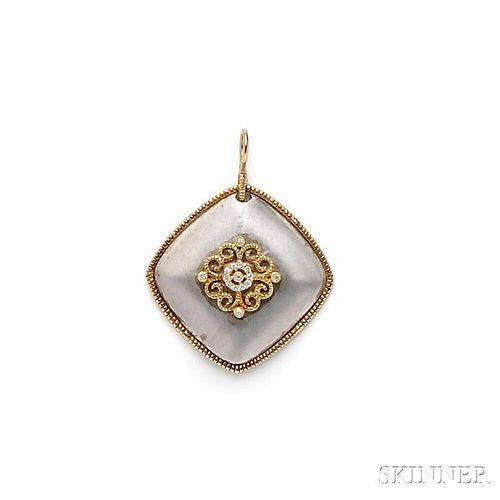 18kt Gold, Sterling Silver, and Diamond Pendant