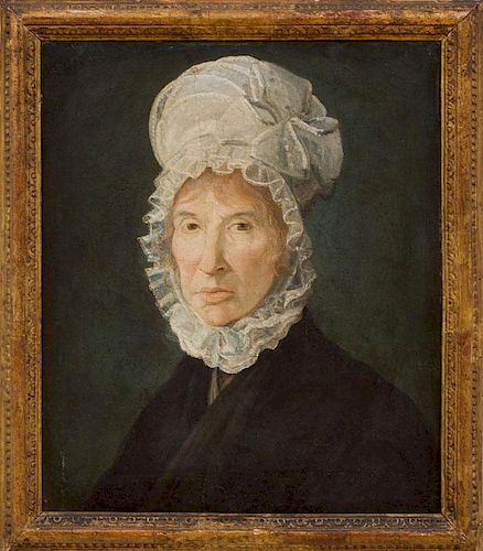 AMERICAN SCHOOL: PORTRAIT OF A WOMAN IN A WHITE CAP